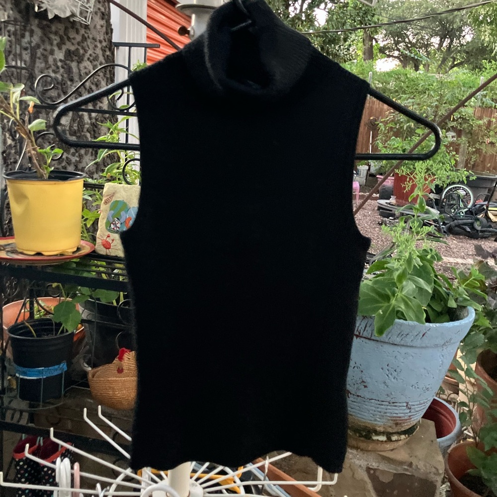 Black Sleeveless Turtleneck Sweater